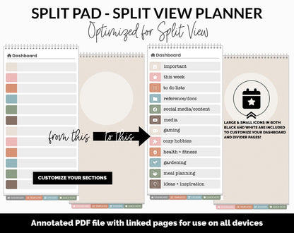 Split Pad | Split View Digital Planner | Flannel Theme | GoodNotes & iPad