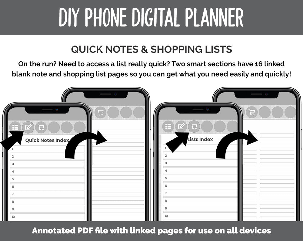 DIY Phone Digital Planner | Gray Flannel Theme | Goodnotes, iPad & Android | Hobonichi, Planner, Notebook