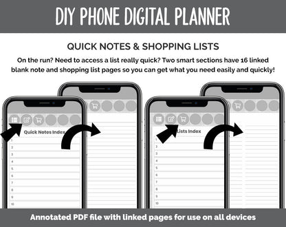 DIY Phone Digital Planner | Gray Flannel Theme | Goodnotes, iPad & Android | Hobonichi, Planner, Notebook