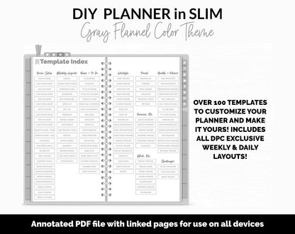 DIY Slim Digital Planner | Gray Flannel Theme | GoodNotes, iPad & Android