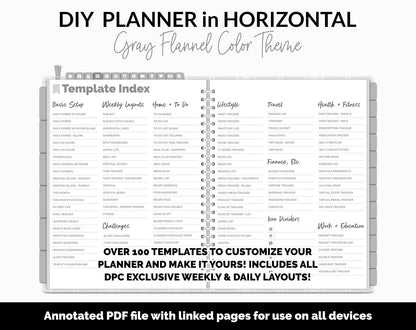 DIY Horizontal Digital Planner | Gray Flannel Theme | Goodnotes, iPad & Android