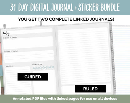 31 Day Digital Journal + Sticker Bundle | Flannel Theme