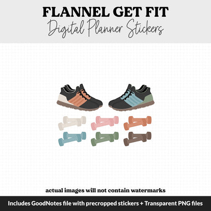 Get Fit Flannel Digital Stickers | GoodNotes & iPad | Fitness, Health, Self-Care, Workout