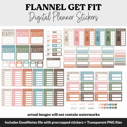 Get Fit Flannel Digital Stickers | GoodNotes & iPad | Fitness, Health, Self-Care, Workout