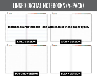 Linked Digital Notebooks 4- Pack | Flannel Theme | GoodNotes, iPad & Android