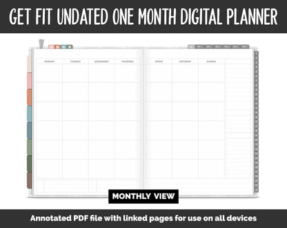 Undated Get Fit One Month Digital Planner | Flannel Theme | GoodNotes, iPad & Android | Fitness, Self-Care, Health, Workout