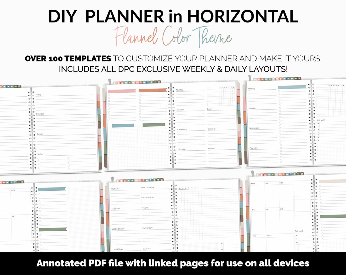 DIY Horizontal Digital Planner | Flannel Theme | Goodnotes, iPad & Android