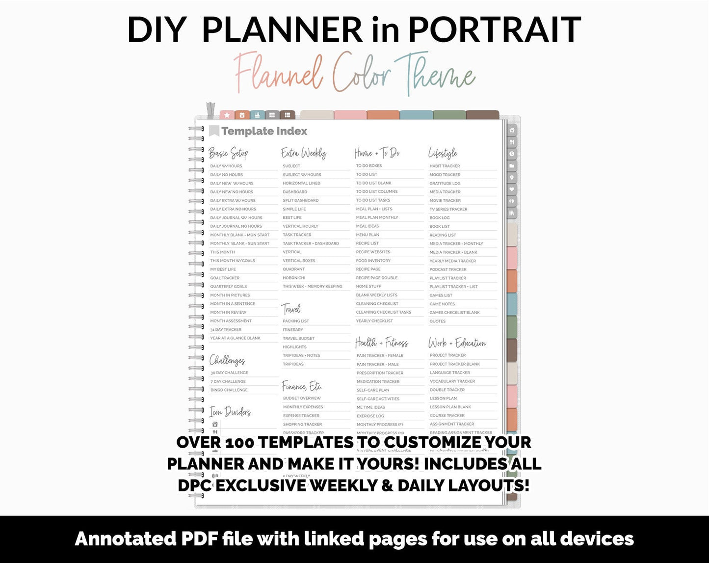 DIY Portrait Digital Planner | Flannel Theme | Goodnotes, iPad & Android