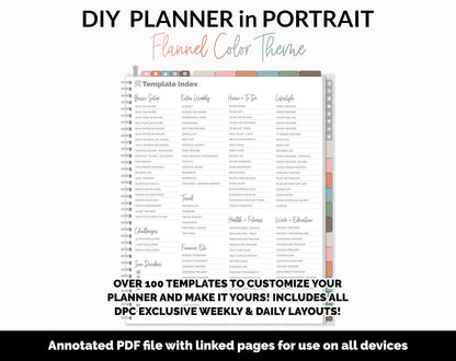 DIY Portrait Digital Planner | Flannel Theme | Goodnotes, iPad & Android