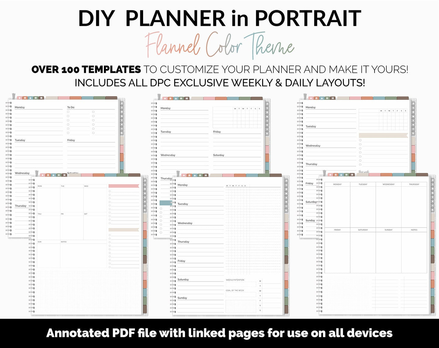 DIY Portrait Digital Planner | Flannel Theme | Goodnotes, iPad & Android