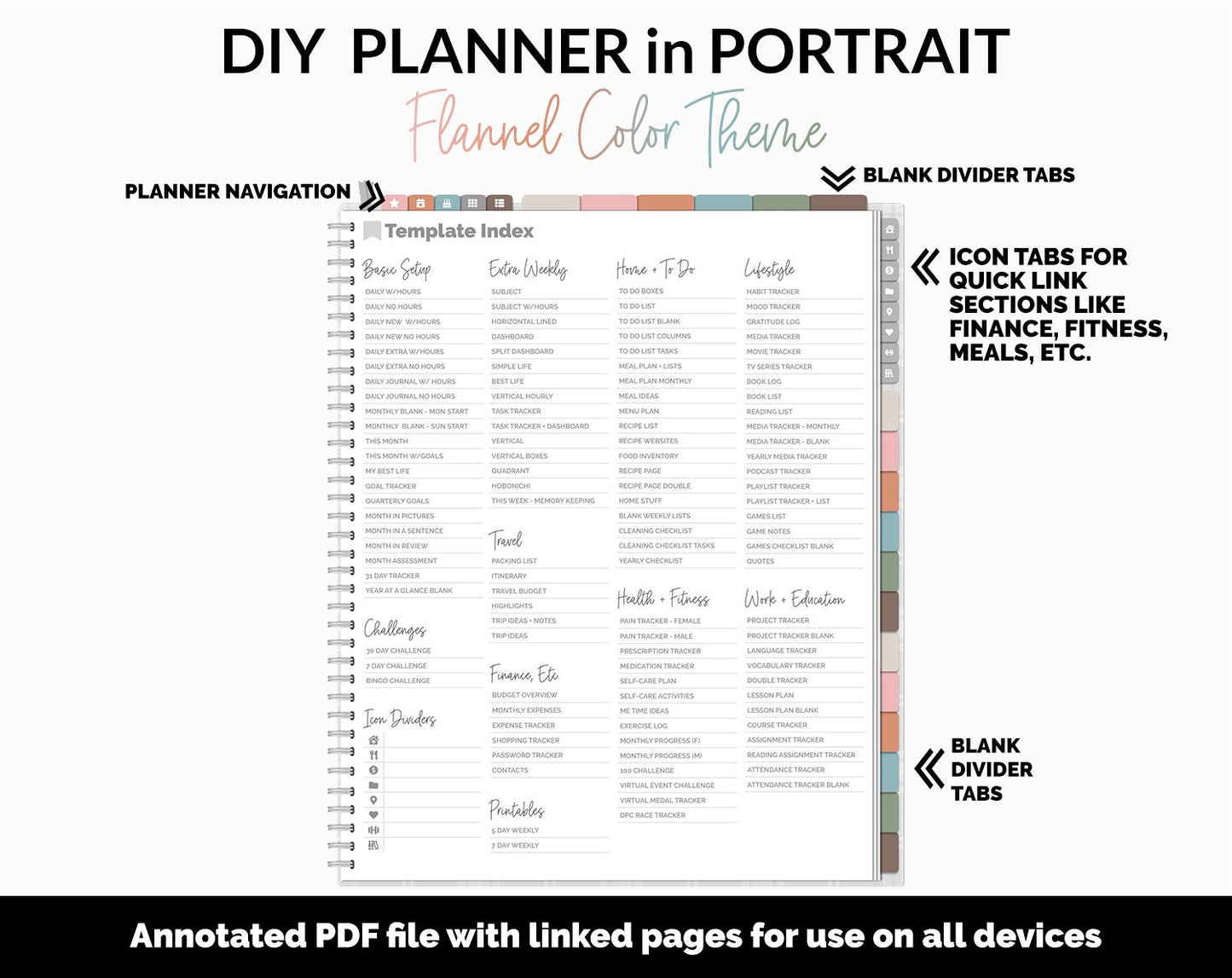 DIY Portrait Digital Planner | Flannel Theme | Goodnotes, iPad & Android