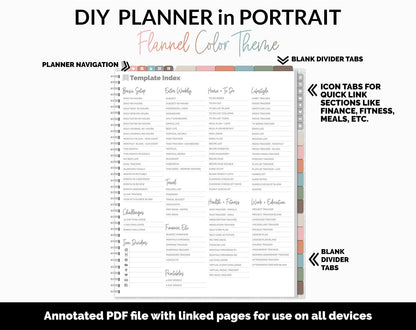 DIY Portrait Digital Planner | Flannel Theme | Goodnotes, iPad & Android