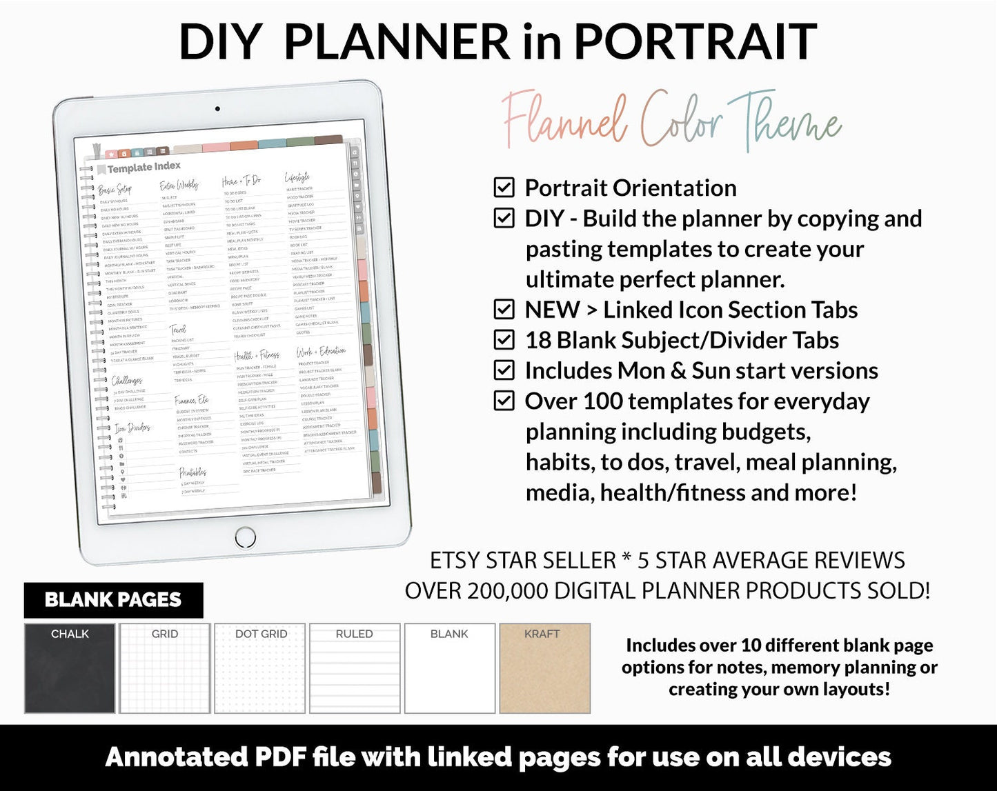 DIY Portrait Digital Planner | Flannel Theme | Goodnotes, iPad & Android
