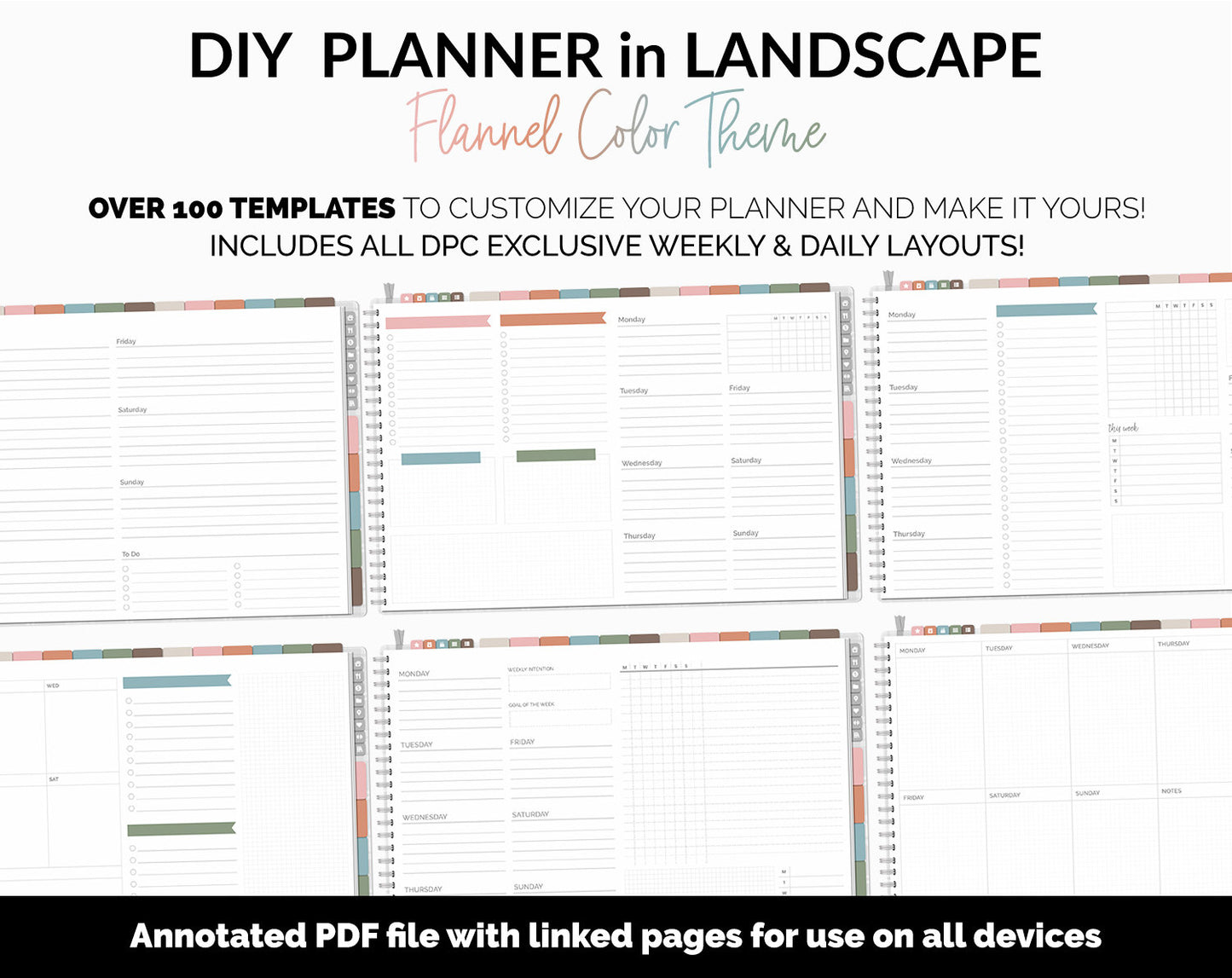 DIY Landscape Digital Planner | Flannel Theme | Goodnotes, iPad & Android | Notebook