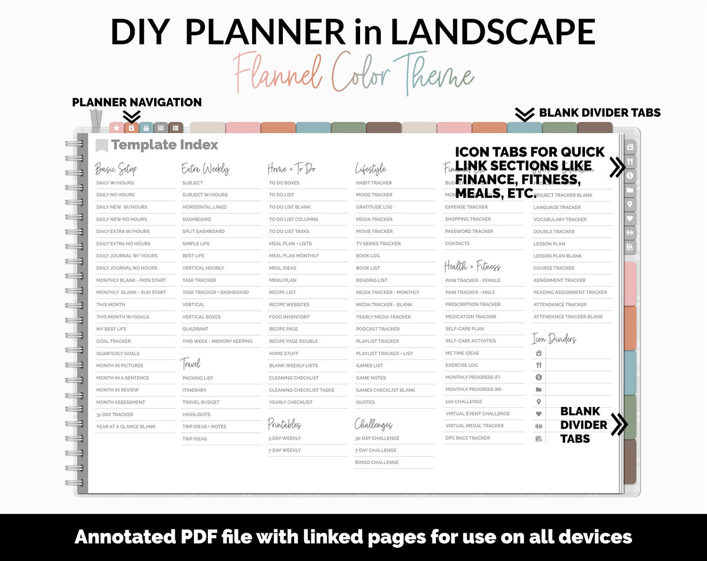 DIY Landscape Digital Planner | Flannel Theme | Goodnotes, iPad & Android | Notebook