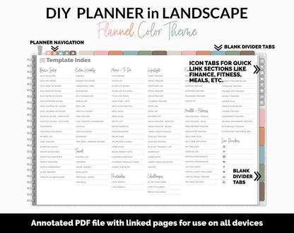 DIY Landscape Digital Planner | Flannel Theme | Goodnotes, iPad & Android | Notebook
