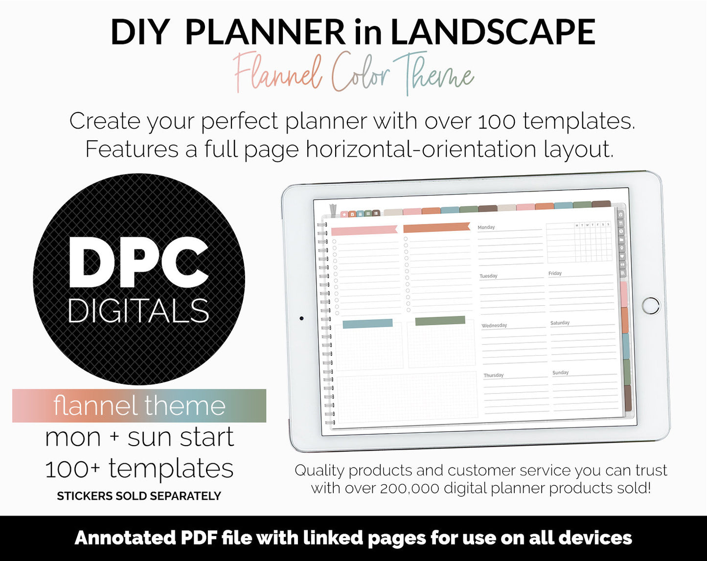 DIY Landscape Digital Planner | Flannel Theme | Goodnotes, iPad & Android | Notebook