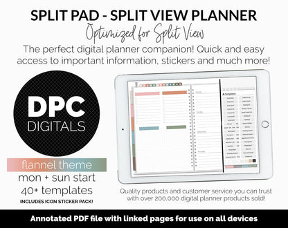 Split Pad | Split View Digital Planner | Flannel Theme | GoodNotes & iPad
