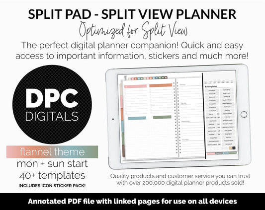Split Pad | Split View Digital Planner | Flannel Theme | GoodNotes & iPad