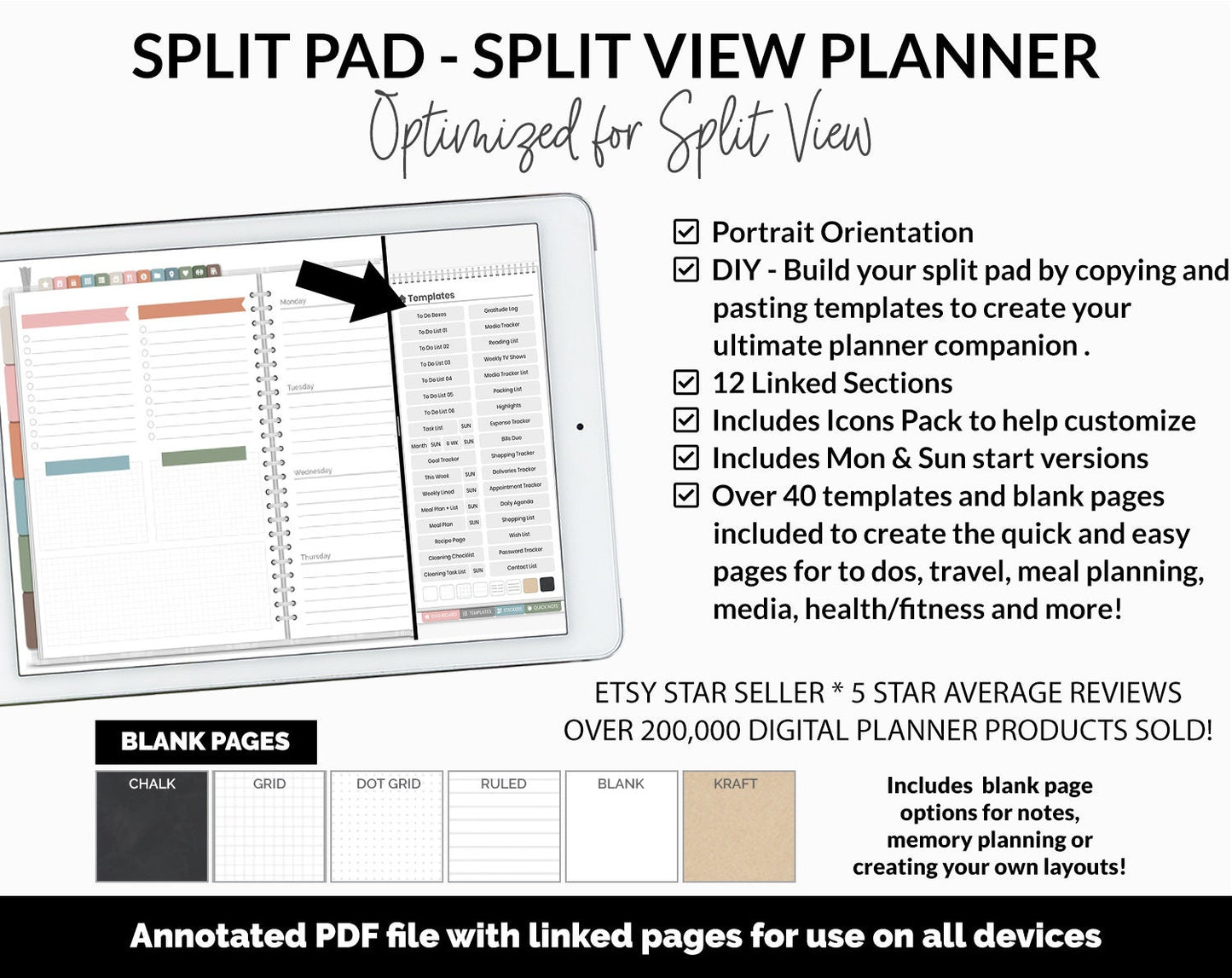 Split Pad | Split View Digital Planner | Flannel Theme | GoodNotes & iPad