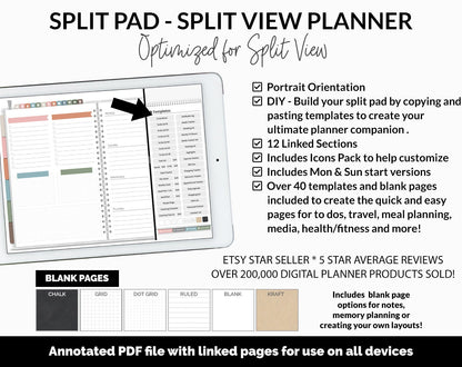 Split Pad | Split View Digital Planner | Flannel Theme | GoodNotes & iPad