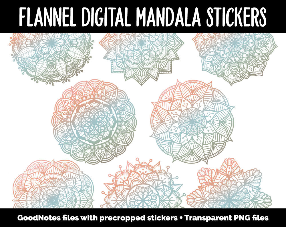 Flannel Mandala Digital Planner Stickers | GoodNotes, iPad and Android | Gradient, Ombre, Coloring