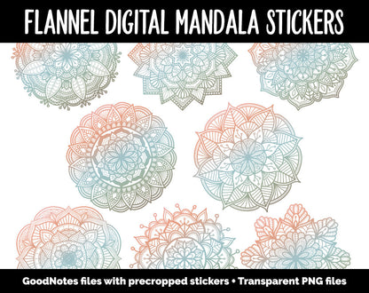 Flannel Mandala Digital Planner Stickers | GoodNotes, iPad and Android | Gradient, Ombre, Coloring