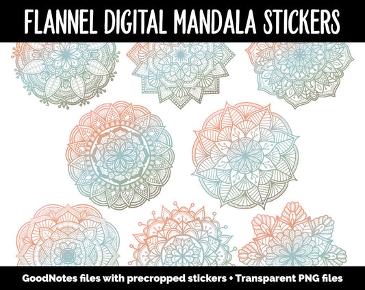 Flannel Mandala Digital Planner Stickers | GoodNotes, iPad and Android | Gradient, Ombre, Coloring