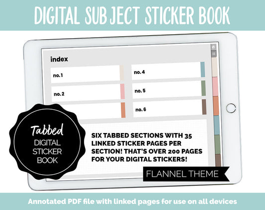 Blank Subject Digital Sticker Books | Flannel Theme | Goodnotes, iPad & Android