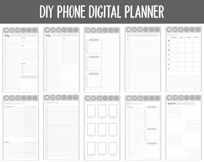 DIY Phone Digital Planner | Gray Flannel Theme | Goodnotes, iPad & Android | Hobonichi, Planner, Notebook