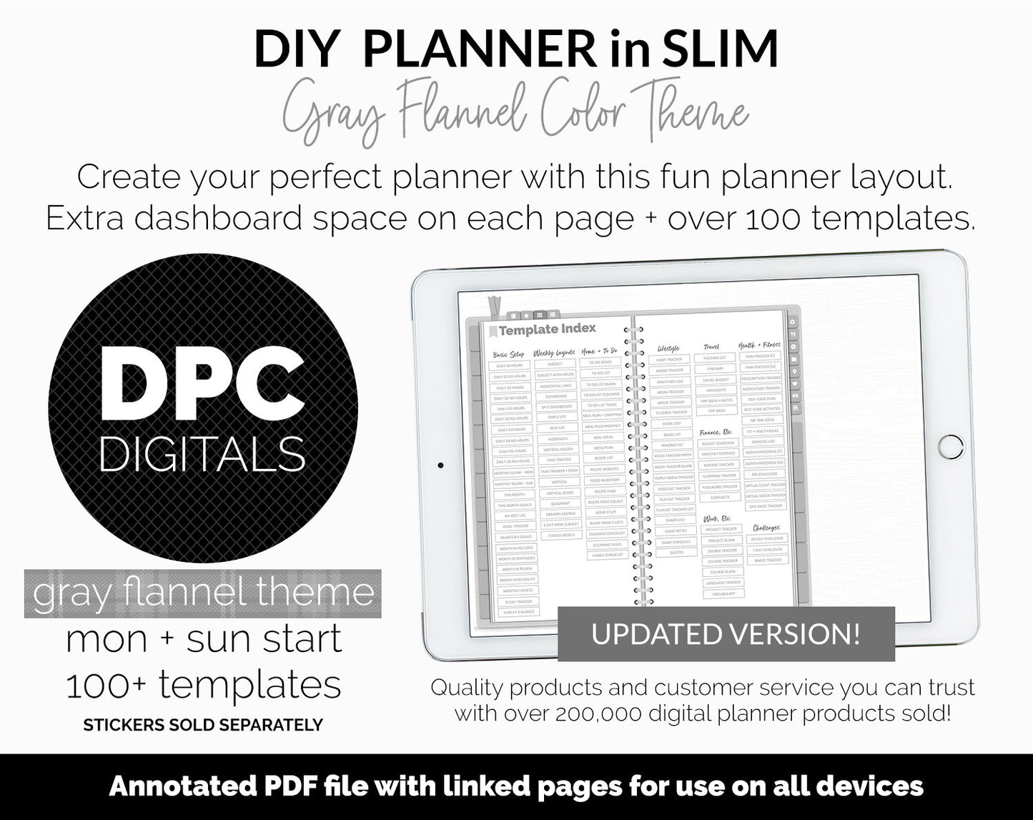 DIY Slim Digital Planner | Gray Flannel Theme | GoodNotes, iPad & Android