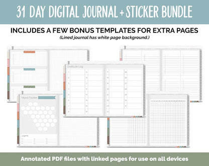 31 Day Digital Journal + Sticker Bundle | Flannel Theme
