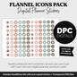 Flannel Icons Digital Planner Stickers | GoodNotes, iPad and Android | Icons, Life, Weather, Everyday