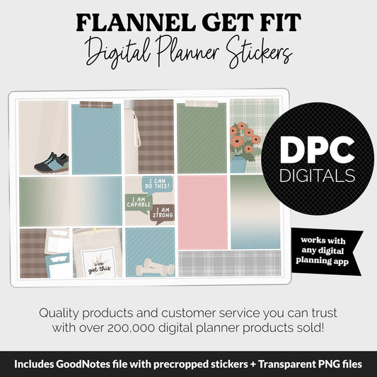 Get Fit Flannel Digital Stickers | GoodNotes & iPad | Fitness, Health, Self-Care, Workout