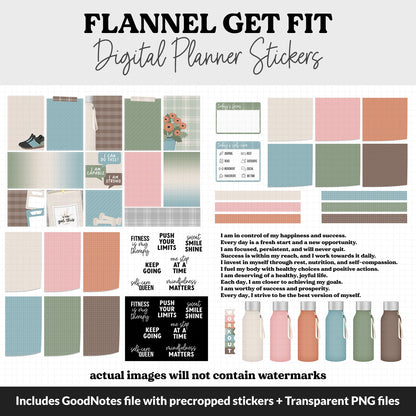 Get Fit Flannel Digital Stickers | GoodNotes & iPad | Fitness, Health, Self-Care, Workout