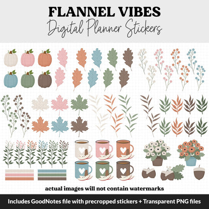 Flannel Vibes Digital Planner Stickers | GoodNotes, iPad and Android | November, Pumpkins, Fall, Planner Girls