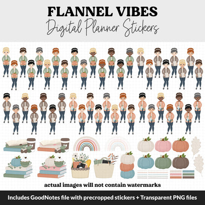 Flannel Vibes Digital Planner Stickers | GoodNotes, iPad and Android | November, Pumpkins, Fall, Planner Girls