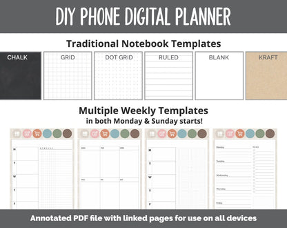 DIY Phone Digital Planner | Flannel Theme | Goodnotes, iPad & Android | Hobonichi, Planner, Notebook