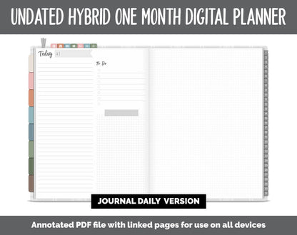 Undated Hybrid One Month Digital Planner | Flannel Theme | GoodNotes, iPad & Android