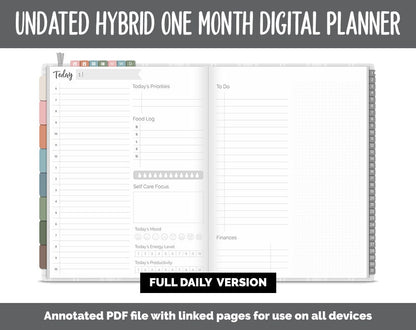 Undated Hybrid One Month Digital Planner | Flannel Theme | GoodNotes, iPad & Android
