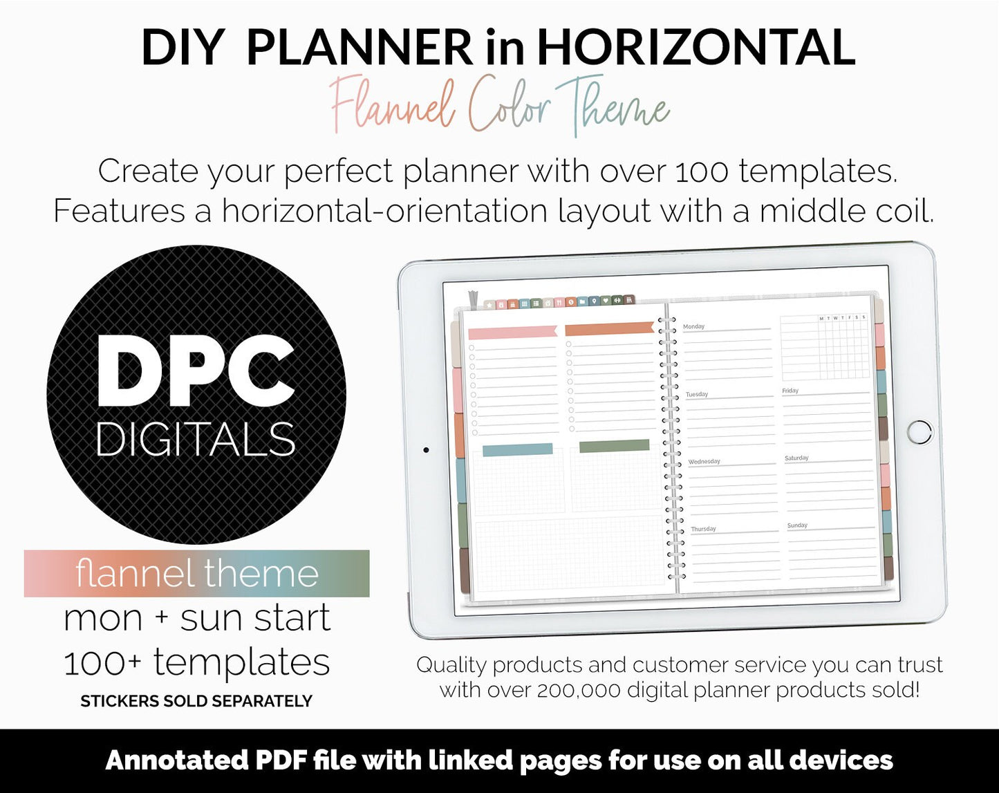 DIY Horizontal Digital Planner | Flannel Theme | Goodnotes, iPad & Android
