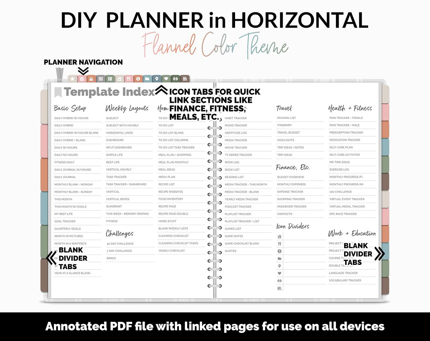 DIY Horizontal Digital Planner | Flannel Theme | Goodnotes, iPad & Android