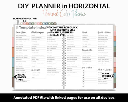 DIY Horizontal Digital Planner | Flannel Theme | Goodnotes, iPad & Android