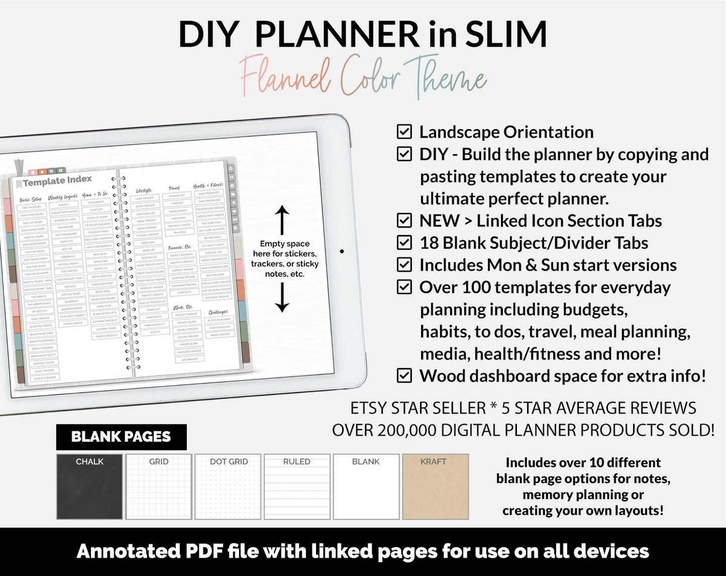 DIY Slim Digital Planner | Flannel Theme | GoodNotes, iPad & Android