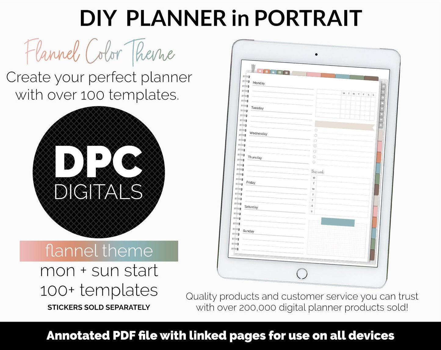 DIY Portrait Digital Planner | Flannel Theme | Goodnotes, iPad & Android