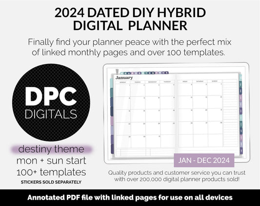 2024 Dated DIY Hybrid Digital Planner | Destiny Theme