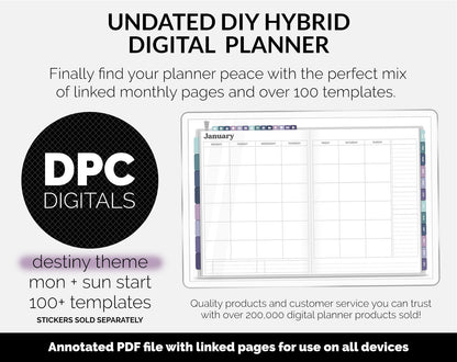 Undated DIY Hybrid Digital Planner | Destiny | GoodNotes, iPad & Android