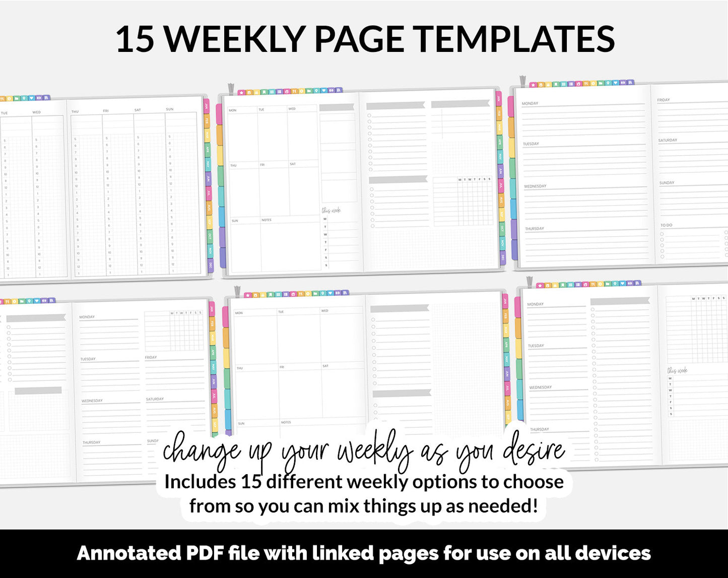 Undated DIY Hybrid Digital Planner | Rainbow | GoodNotes, iPad & Android