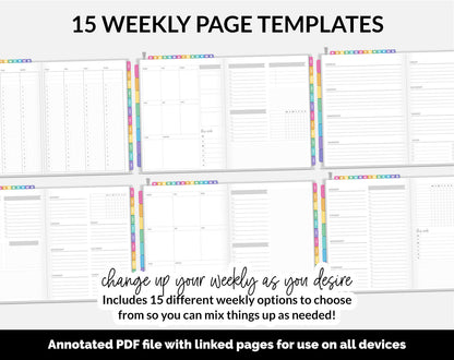 Undated DIY Hybrid Digital Planner | Rainbow | GoodNotes, iPad & Android
