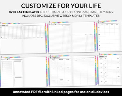 Undated DIY Hybrid Digital Planner | Rainbow | GoodNotes, iPad & Android